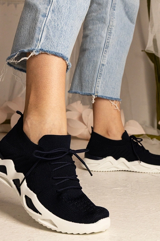 Sneakers blu scuro con gambale a...