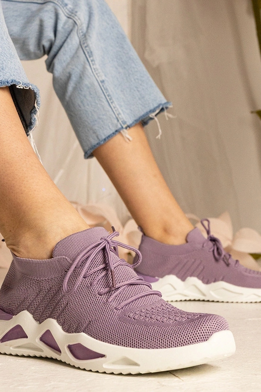 Sneakers viola con gambale a calza...