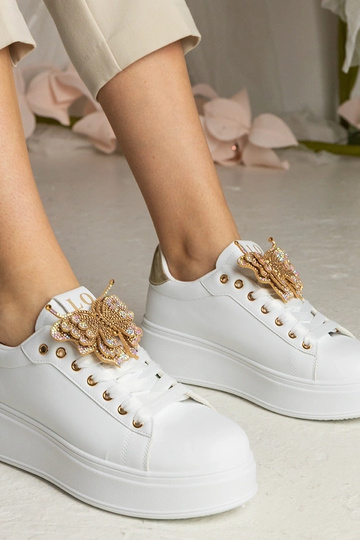 Sneakers bianco-oro con... 2