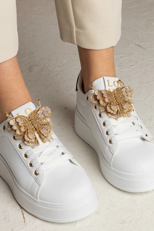 Sneakers bianchi e neri con farfalla...