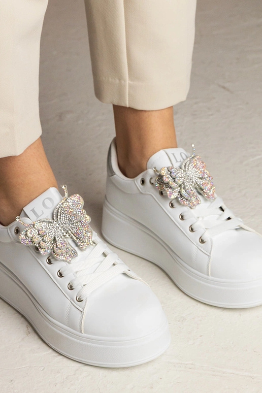 Sneakers bianchi e argento con...