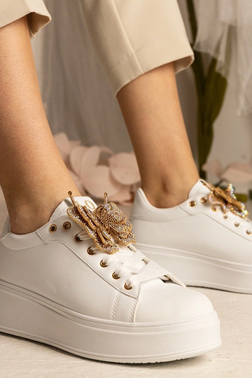 Sneakers bianchi con farfalla in zirconia Kariba