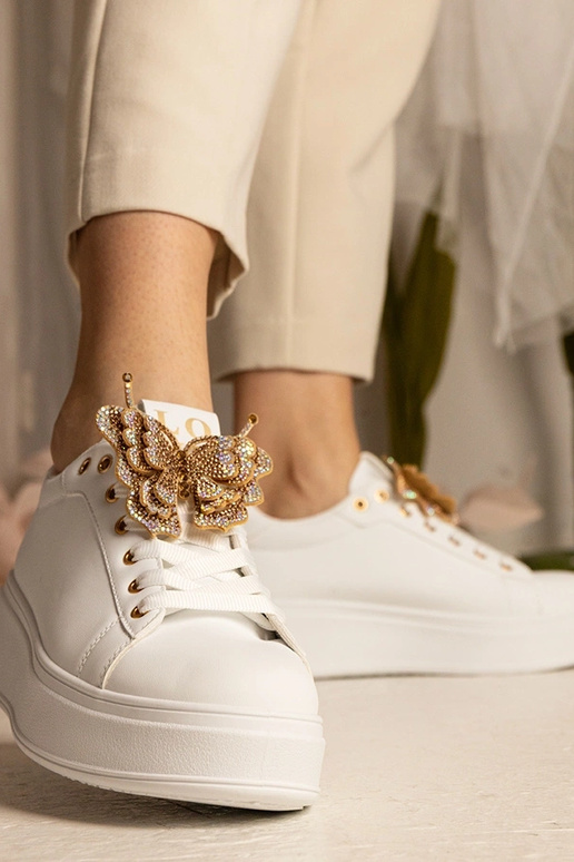 Sneakers bianchi con farfalla in...