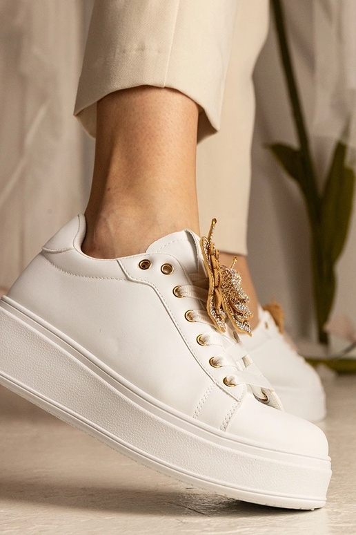 Sneakers bianchi con farfalla in...