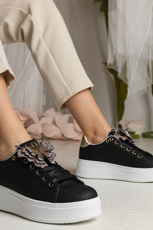 Sneakers neri con farfalla in...