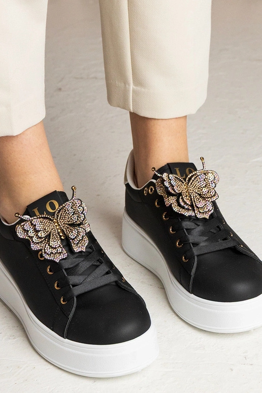 Sneakers neri con farfalla in...