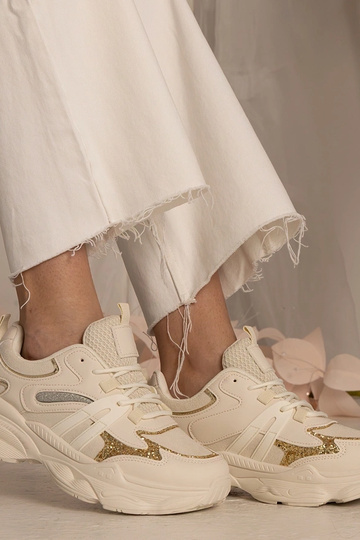 Sneakers beige donna sportive con glitter Maleda