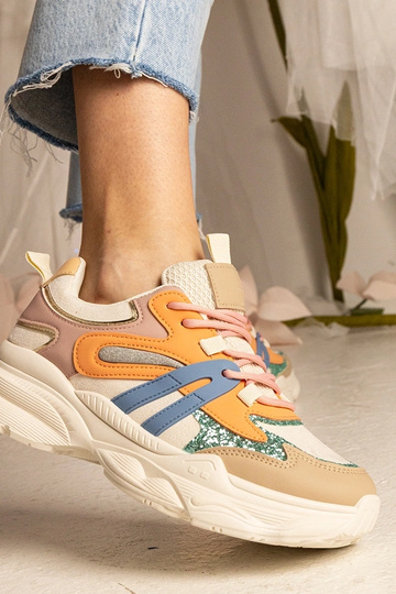 Sneakers arancioni donna sportive con glitter Maleda