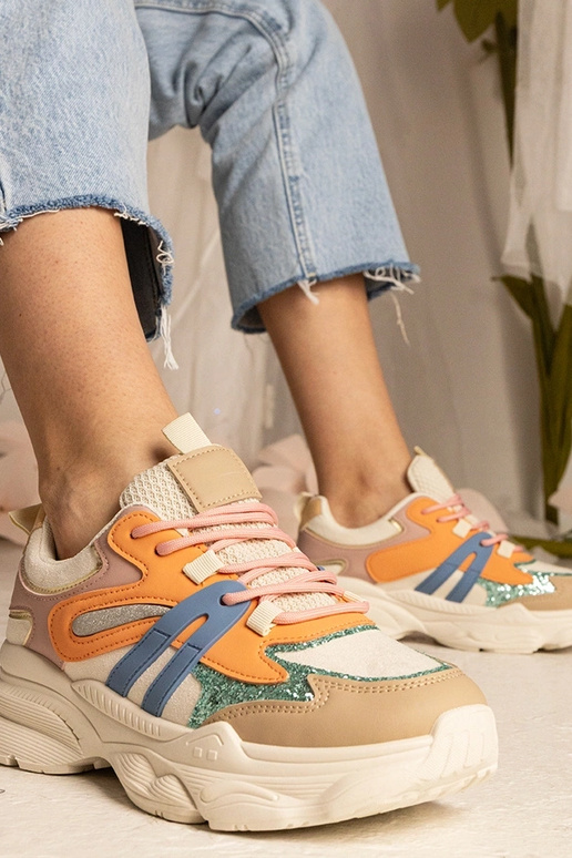 Sneakers arancioni donna sportive con...