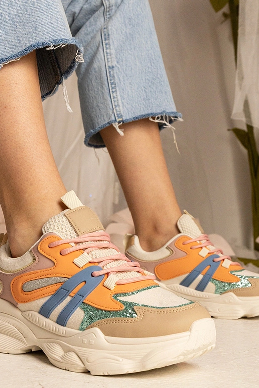 Sneakers arancioni donna sportive con...