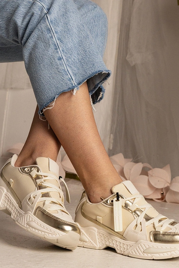 Sneakers beige donna con suola massiccia Balika 2