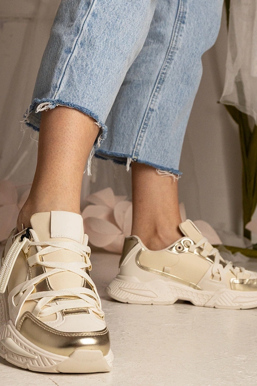 Sneakers beige donna con suola...