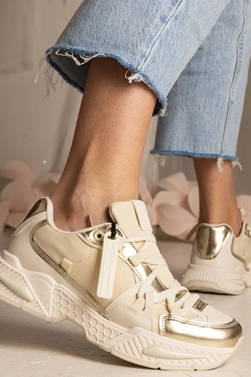 Sneakers beige donna con suola...