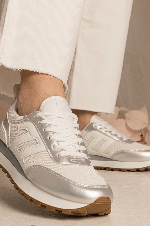 Sneakers bianchi e argento donna...