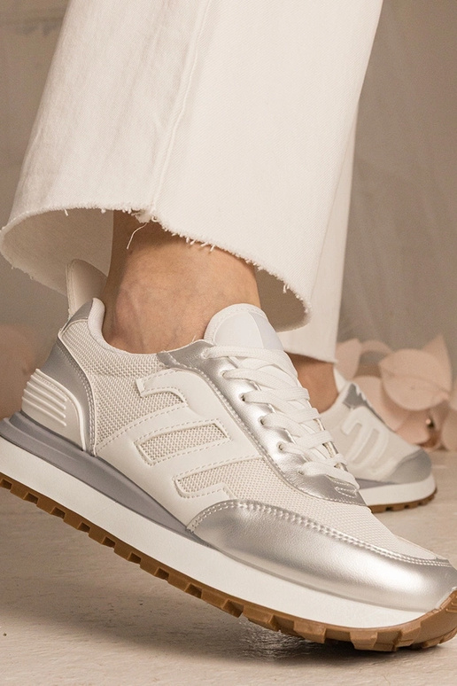 Sneakers bianchi e argento donna...