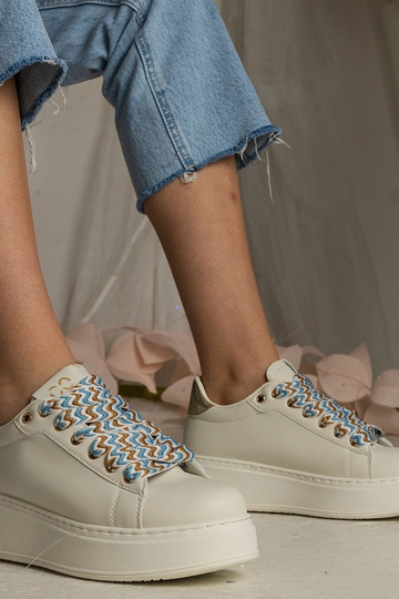 Sneakers beige donna con... 2