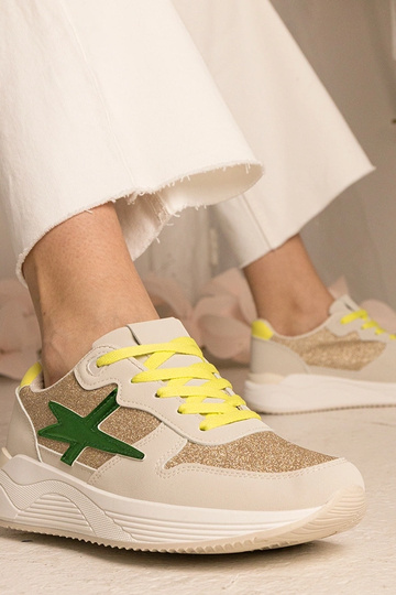 Sneakers beige donna sportive con glitter Kaletti 2