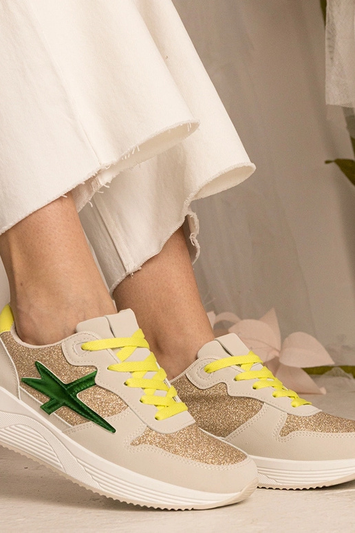 Sneakers beige donna sportive con...