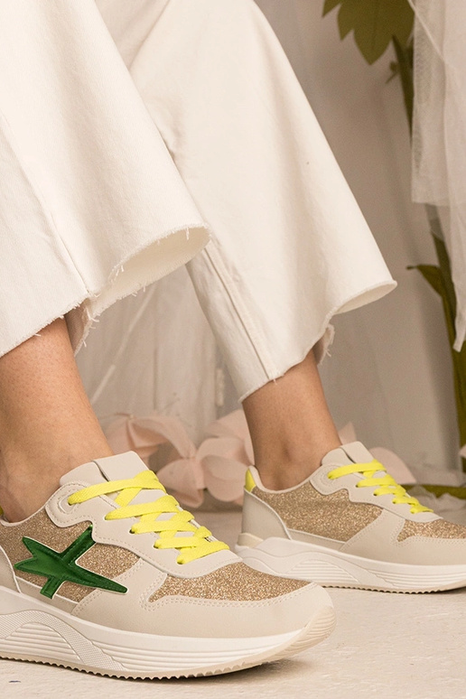 Sneakers beige donna sportive con...