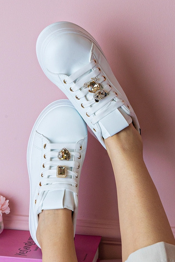 Sneakers bianche e nere da donna decorate con pietre Sarena 2