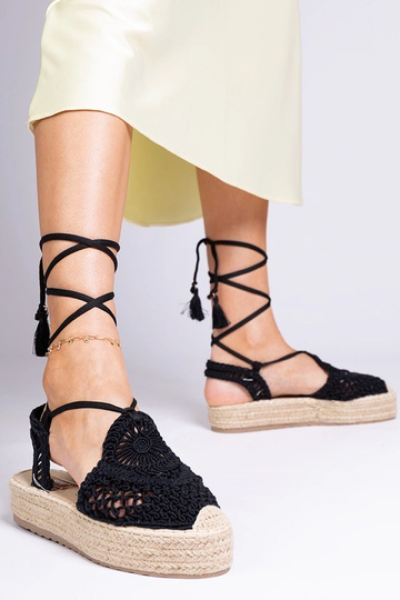 Sandali neri intrecciati tipo espadrillas Lemura 2