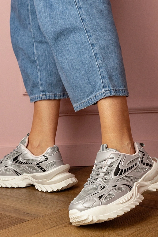 Scarpe sportive argento femminili su...