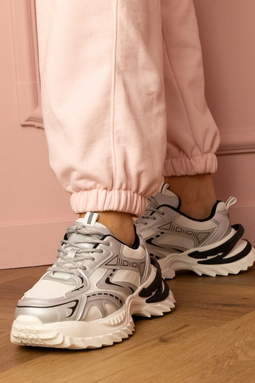 Scarpe sportive argentate femminili su piattaforma spessa Lirana