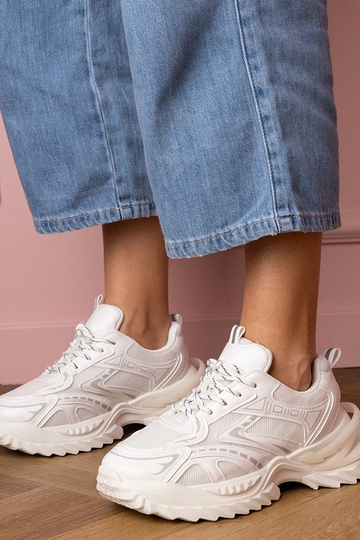 Scarpe sportive bianche femminili su piattaforma spessa Lirana