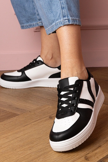 Blona scarpe sportive nere con decorazione di paillettes 2