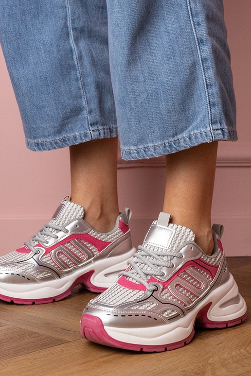 Scarpe da ginnastica argento-rosa da...