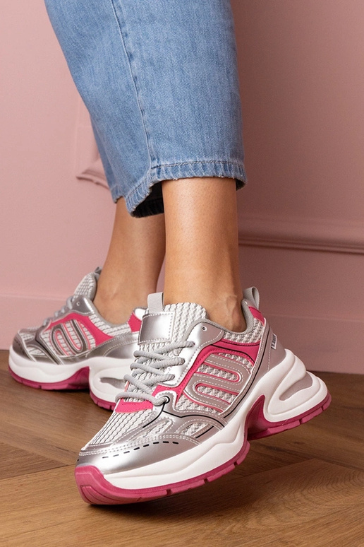 Scarpe da ginnastica argento-rosa da...