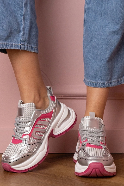 Scarpe da ginnastica argento-rosa da...
