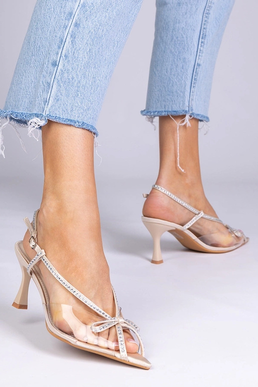 Sandali trasparenti color sabbia con...