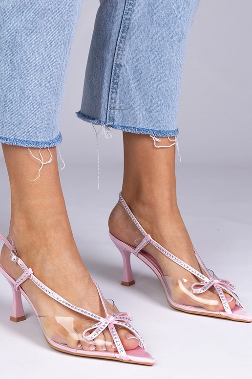 Sandali rosa trasparenti con tacco e...