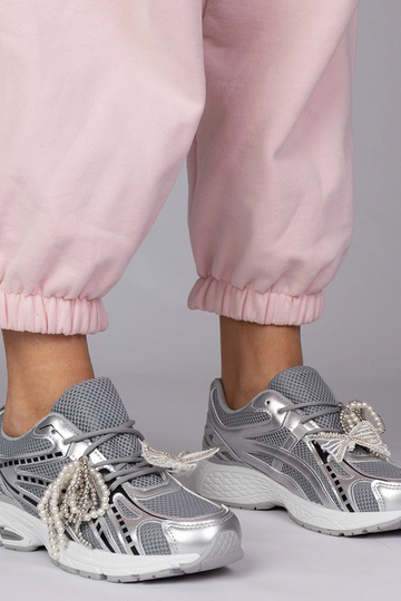 Scarpe sportive argento con decorazioni removibili, "Lekrus"