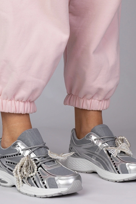 Scarpe sportive argento con...