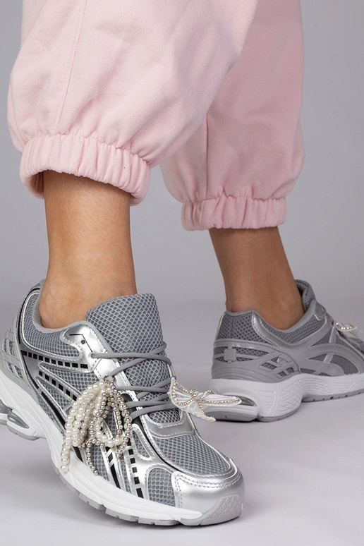 Scarpe sportive argento con...