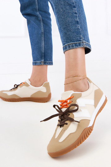 Scarpe sportive color sabbia con lacci colorati, "Bekki" 2