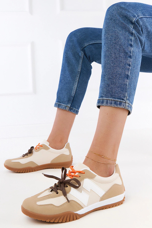 Scarpe sportive color sabbia con...
