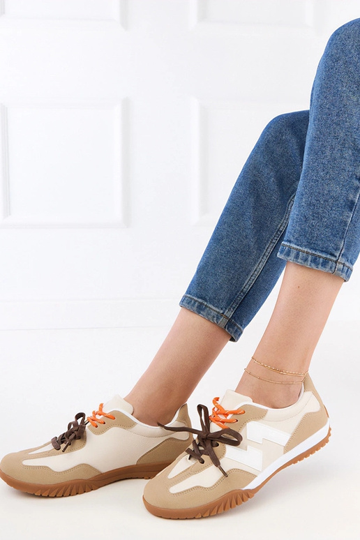 Scarpe sportive color sabbia con...