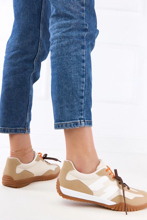 Scarpe sportive color sabbia con...