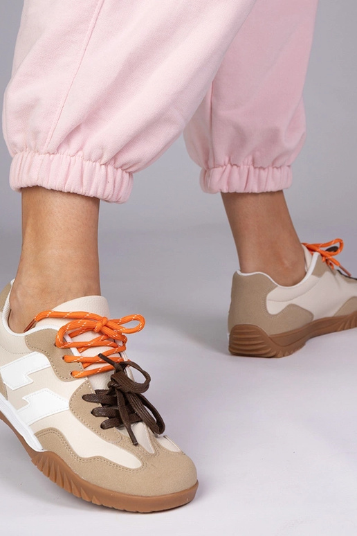 Scarpe sportive color sabbia con...