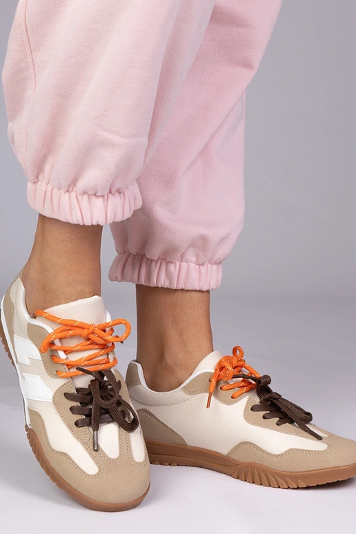 Scarpe sportive color sabbia con...