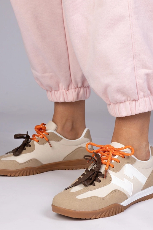 Scarpe sportive color sabbia con...