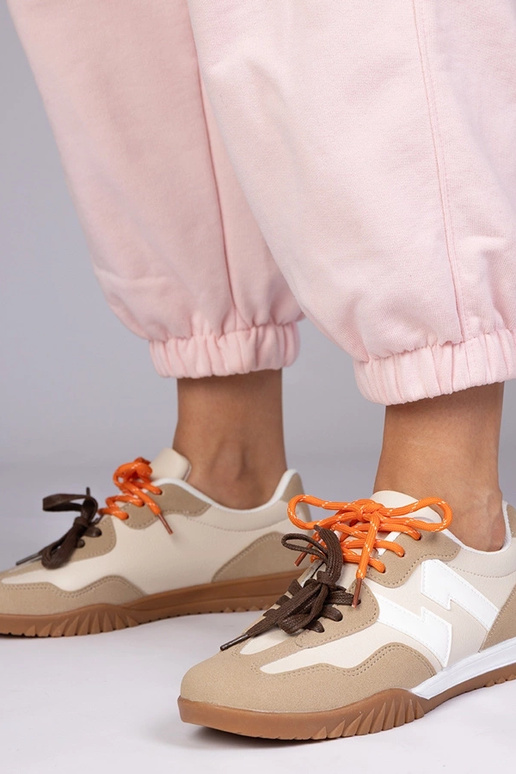 Scarpe sportive color sabbia con...