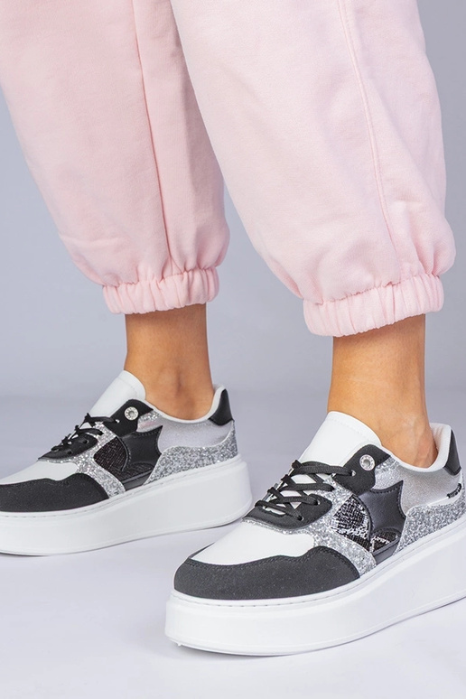 Scarpe sportive nere con paillettes e...