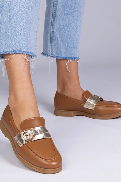 Mocassini marroni in eco-pelle con...