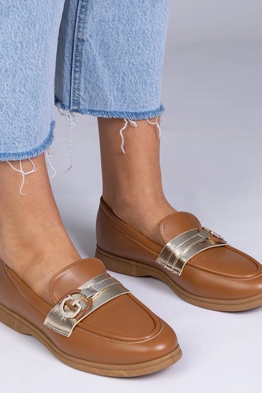 Mocassini marroni in eco-pelle con...