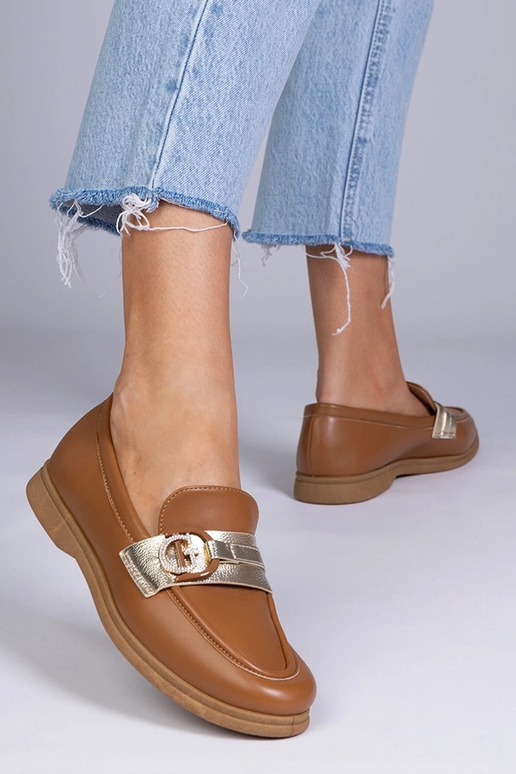 Mocassini marroni in eco-pelle con...