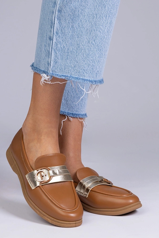 Mocassini marroni in eco-pelle con...